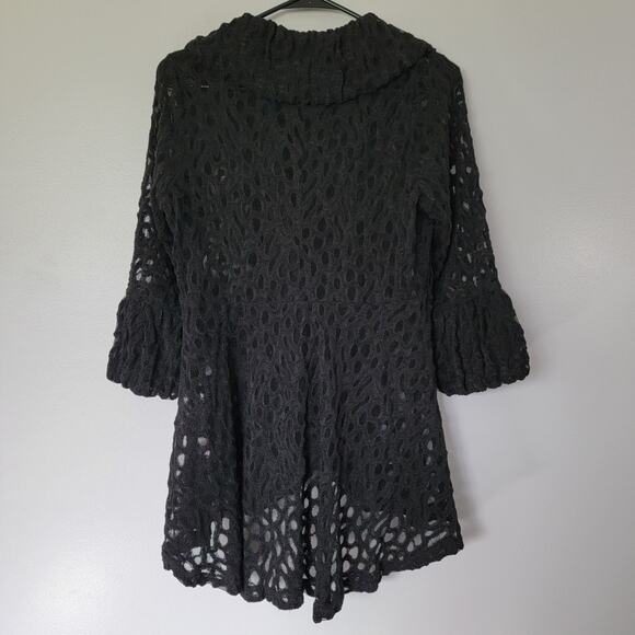 Yushi Black Cardigan Tunic Top Womens S 3/4 Sleeves Witchy Halloween Whimsygoth - Picture 7 of 11